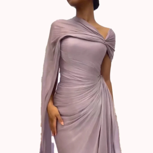 Robe sirène satin violette élégante